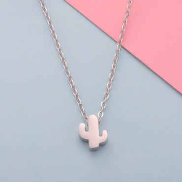 Fashion Cactus Stainless Steel Plating Pendant Necklace