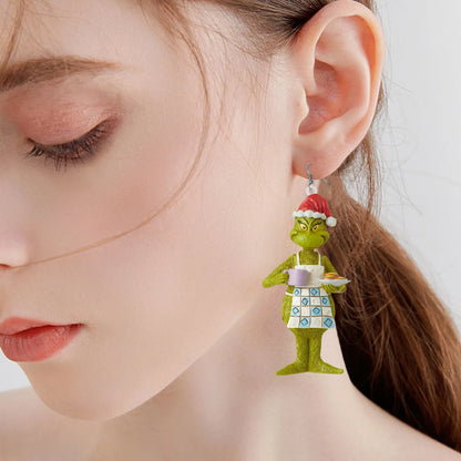 1 Pair Fashion Cartoon Character Carving Arylic Drop Earrings