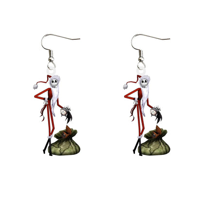 1 Pair Fashion Cartoon Character Carving Arylic Drop Earrings