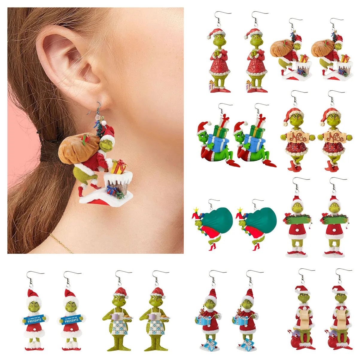 1 Pair Fashion Cartoon Character Carving Arylic Drop Earrings