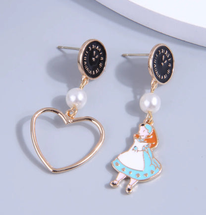 Fashion Cartoon Character Heart Shape Alloy Plating Artificial Pearls Women's Drop Earrings 1 Pair