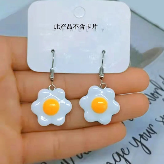 Fashion Cartoon Resin Omelette Cute Poached Egg Ear Hook