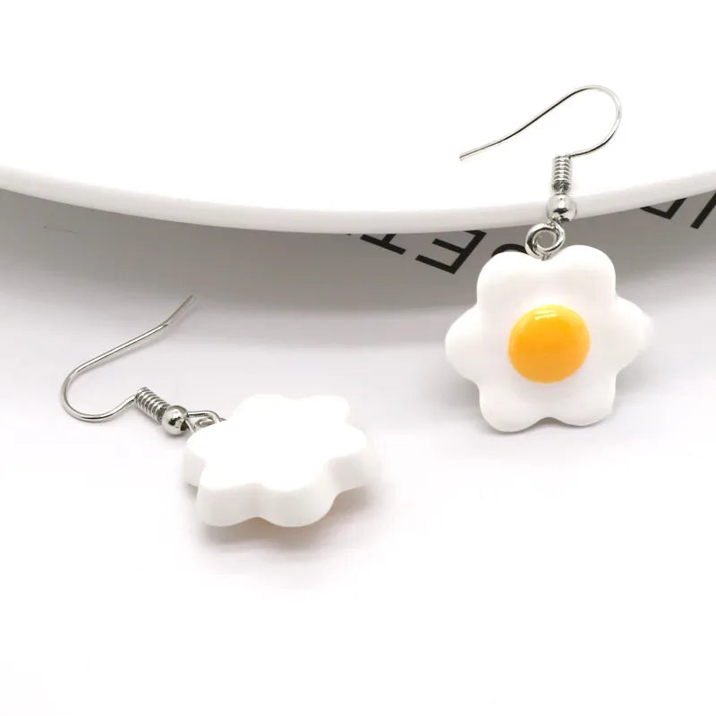 Fashion Cartoon Resin Omelette Cute Poached Egg Ear Hook