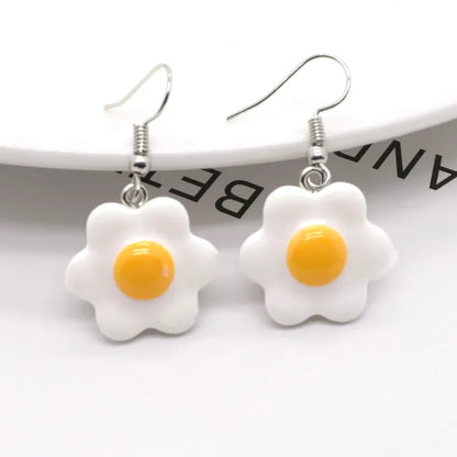 Fashion Cartoon Resin Omelette Cute Poached Egg Ear Hook