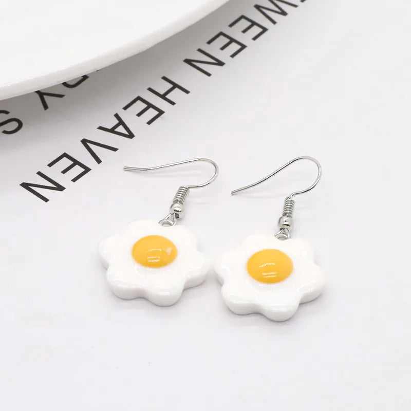 Fashion Cartoon Resin Omelette Cute Poached Egg Ear Hook