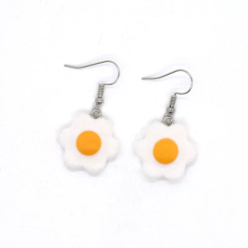 Fashion Cartoon Resin Omelette Cute Poached Egg Ear Hook