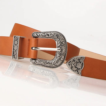 Fashion Carved Buckle  Elegant Retro Pin Buckle Belt Jeans Belt Wholesale