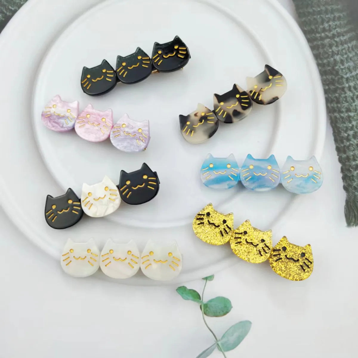 Fashion Cat Acetic Acid Sheets Handmade Hair Clip 1 Piece