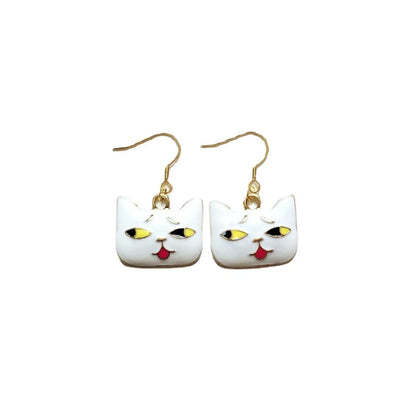 Fashion Cat Alloy Enamel Women's Drop Earrings 1 Pair