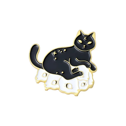 Fashion Cat Alloy Inlaid Gold Unisex Brooches