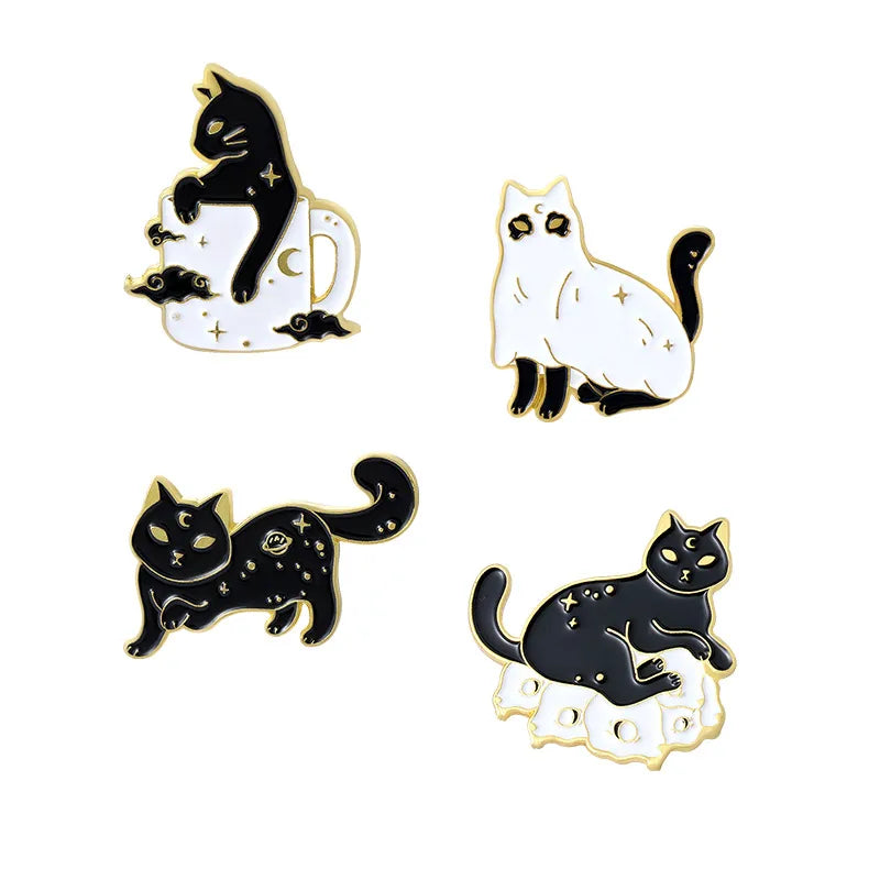 Fashion Cat Alloy Inlaid Gold Unisex Brooches