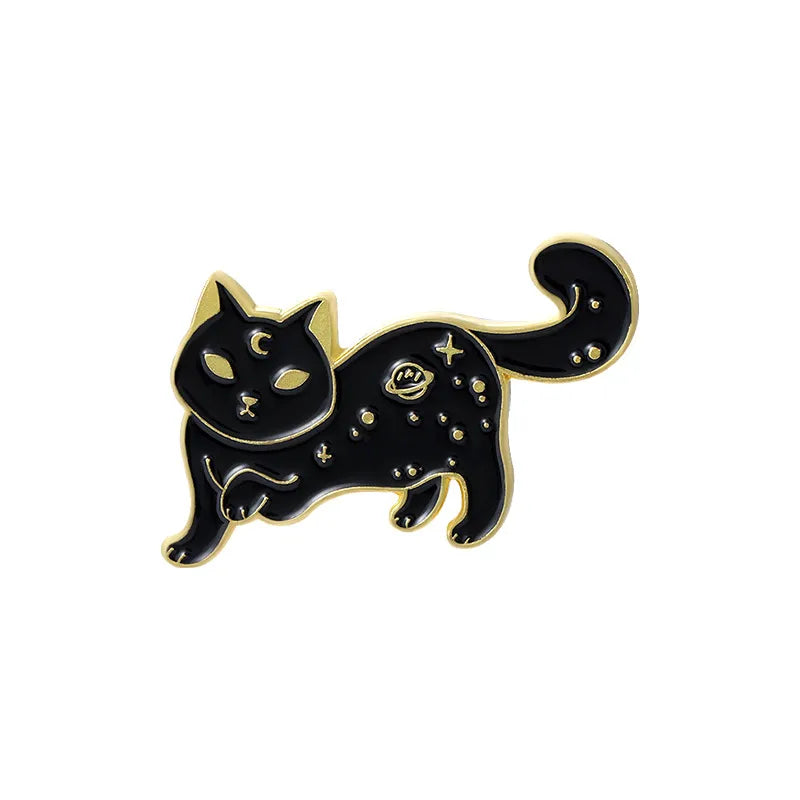 Fashion Cat Alloy Inlaid Gold Unisex Brooches