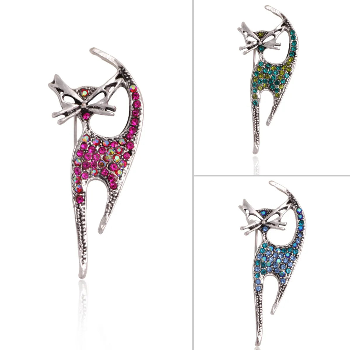 Fashion Cat Alloy Inlay Rhinestones Women'S Brooches