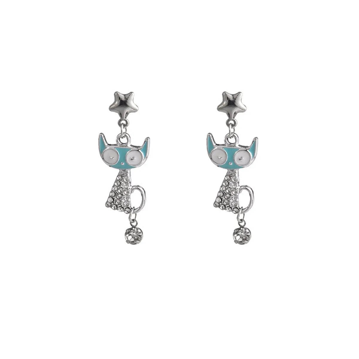 Fashion Cat Alloy Plating Inlay Rhinestones Women's Drop Earrings 1 Pair