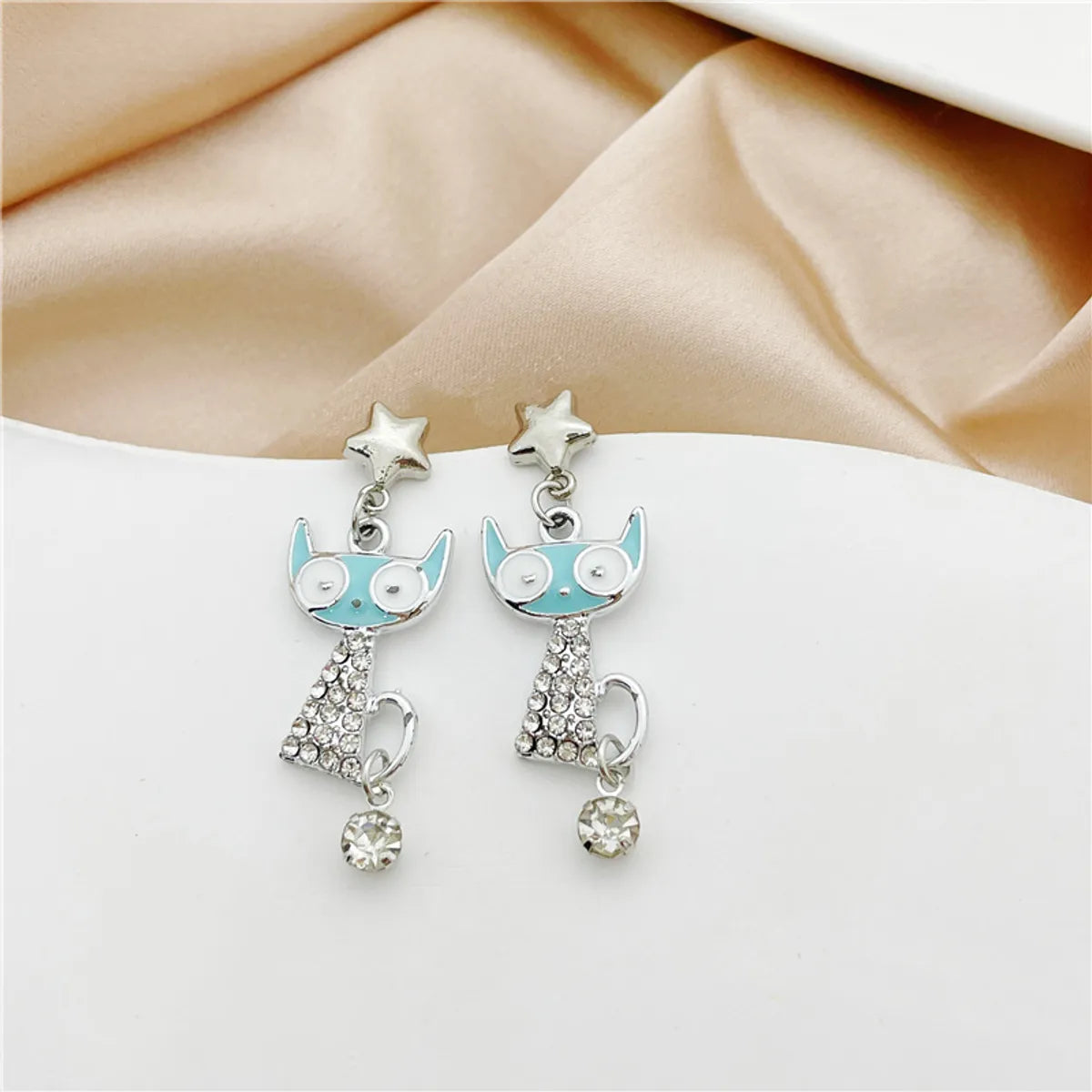 Fashion Cat Alloy Plating Inlay Rhinestones Women's Drop Earrings 1 Pair