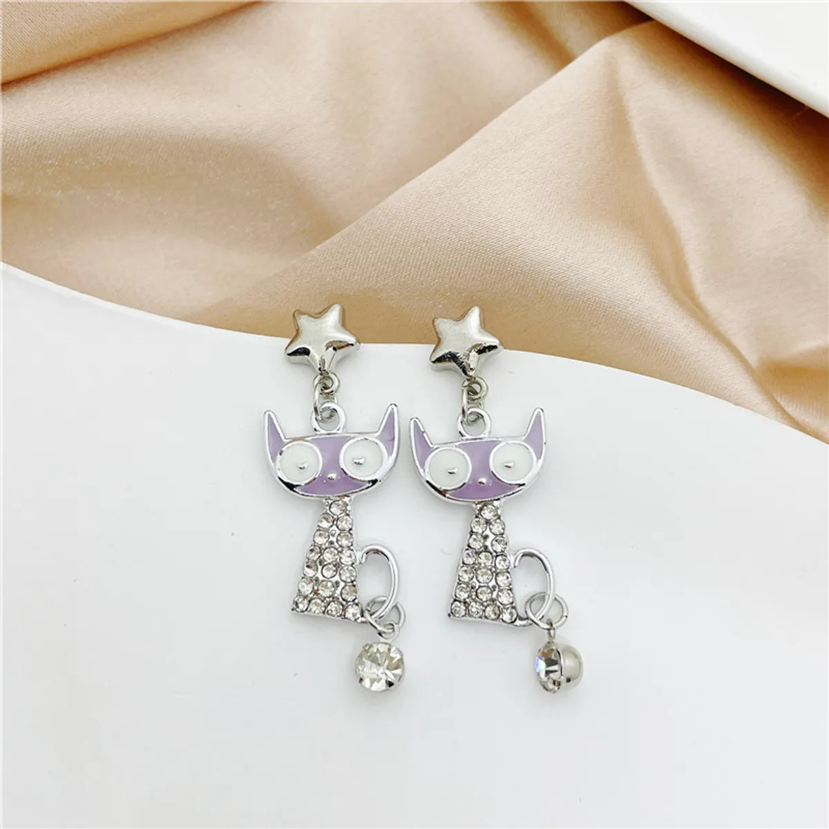 Fashion Cat Alloy Plating Inlay Rhinestones Women's Drop Earrings 1 Pair