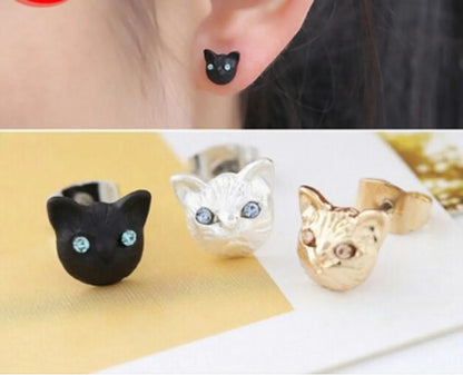 Fashion Cat Alloy Plating Inlay Rhinestones Women's Ear Studs 1 Pair