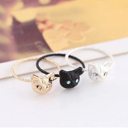 Fashion Cat Alloy Plating Inlay Rhinestones Women'S Rings