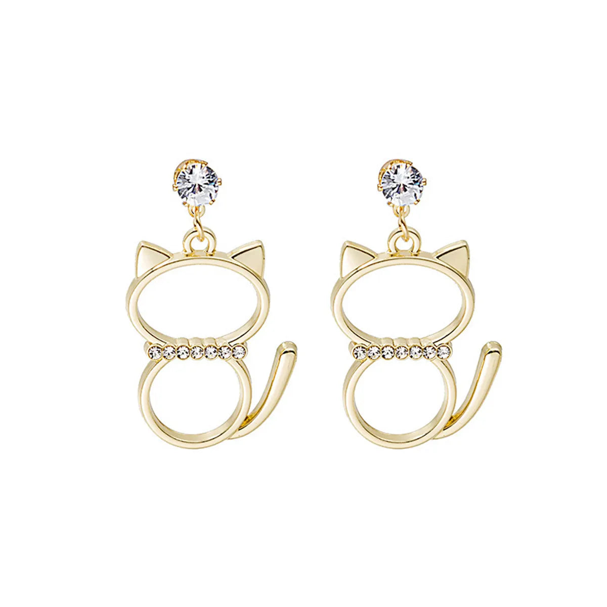 Fashion Cat Alloy Plating Rhinestone Earrings