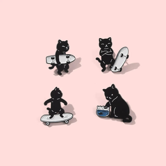 Fashion Cat Alloy Stoving Varnish Unisex Brooches