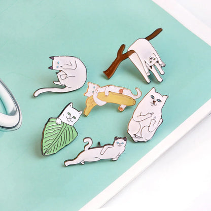 Fashion Cat Alloy Stoving Varnish Unisex Brooches