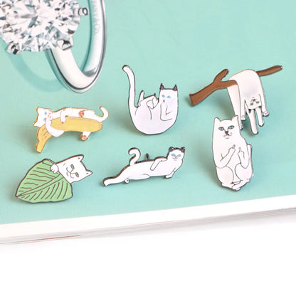 Fashion Cat Alloy Stoving Varnish Unisex Brooches