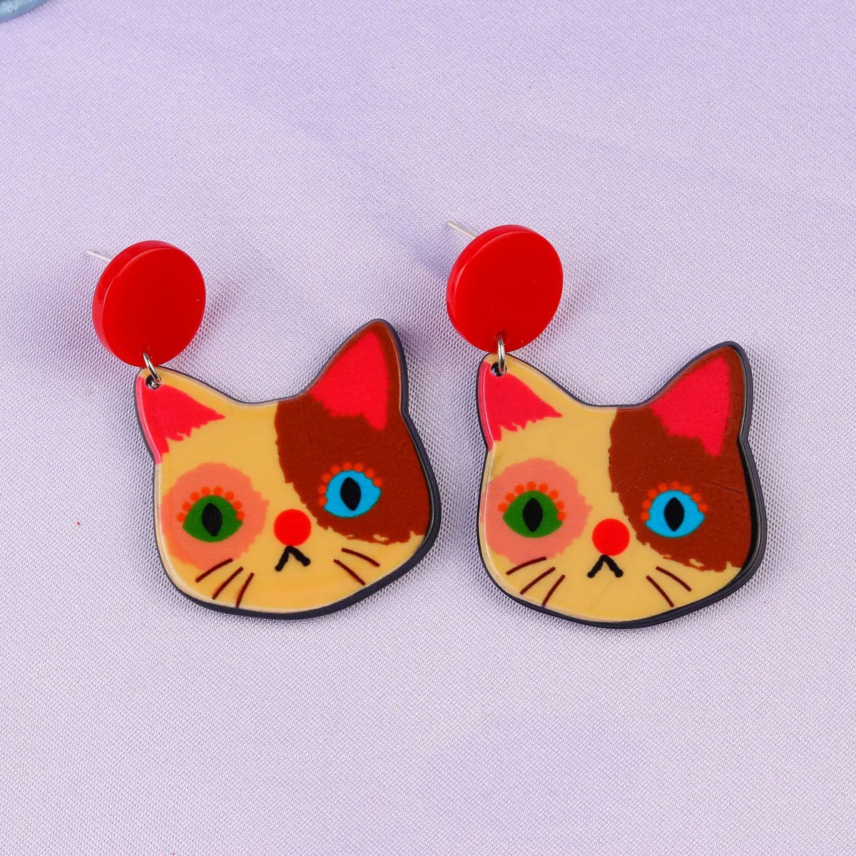 Fashion Cat Arylic Printing Women'S Ear Studs 1 Pair