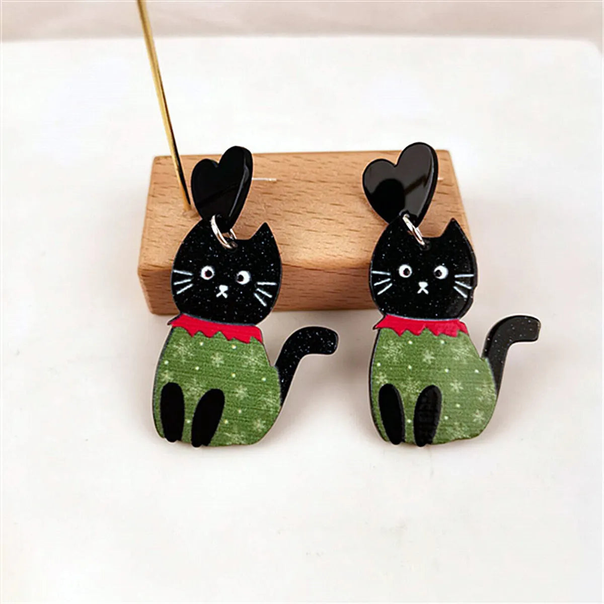 1 Pair Fashion Cat Arylic Drop Earrings