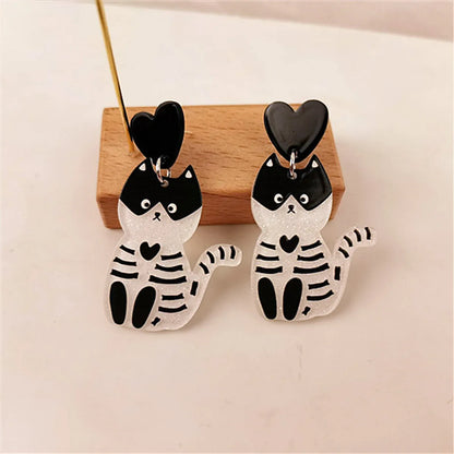 1 Pair Fashion Cat Arylic Drop Earrings