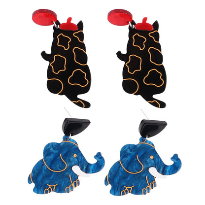 Fashion Cat Elephant Arylic Women's Drop Earrings 1 Pair