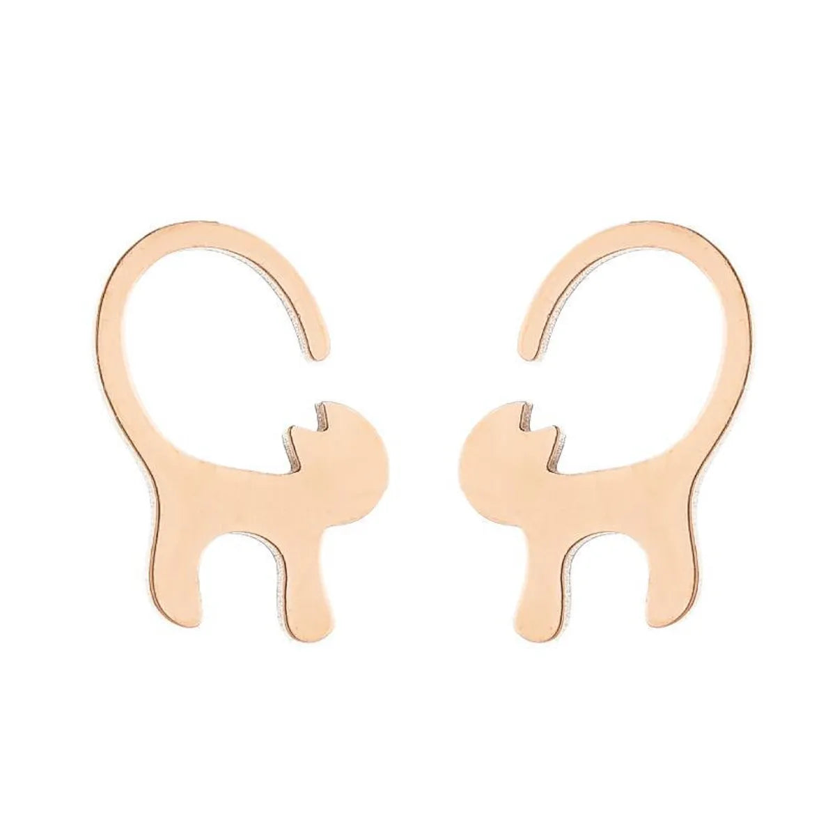 1 Pair Fashion Cat 304 Stainless Steel 18K Gold Plated Ear Studs