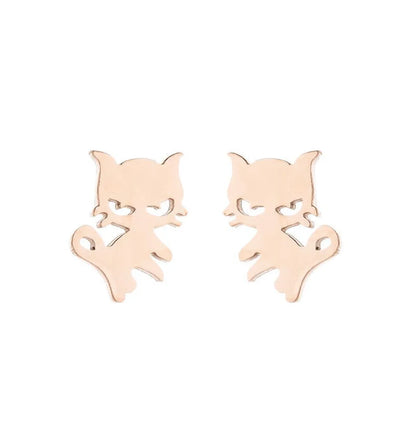 1 Pair Fashion Cat 304 Stainless Steel 18K Gold Plated Ear Studs