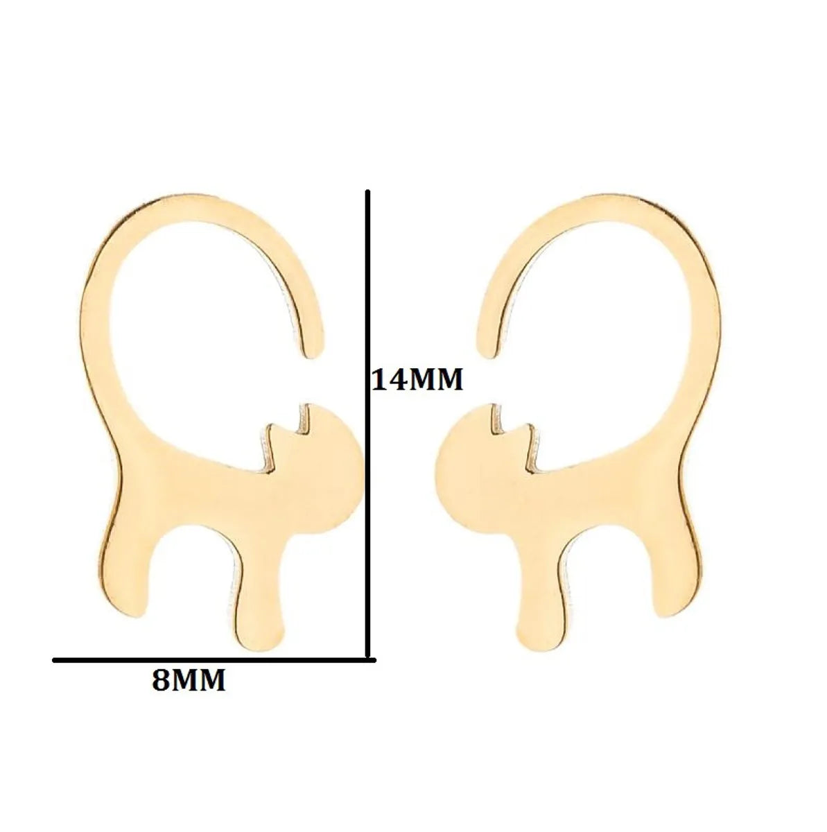 1 Pair Fashion Cat 304 Stainless Steel 18K Gold Plated Ear Studs