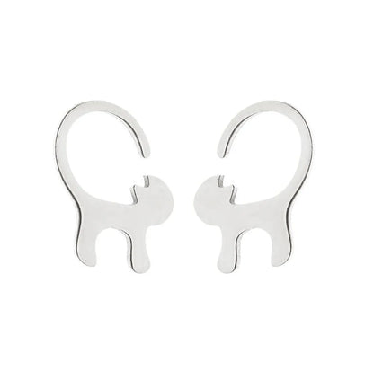 1 Pair Fashion Cat 304 Stainless Steel 18K Gold Plated Ear Studs