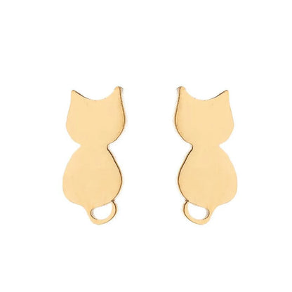 1 Pair Fashion Cat 304 Stainless Steel 18K Gold Plated Ear Studs