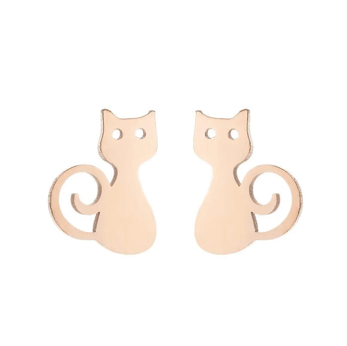 1 Pair Fashion Cat 304 Stainless Steel 18K Gold Plated Ear Studs