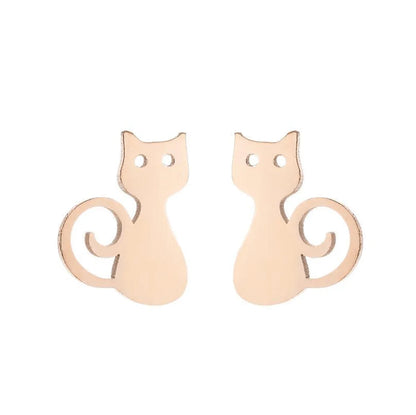 1 Pair Fashion Cat 304 Stainless Steel 18K Gold Plated Ear Studs