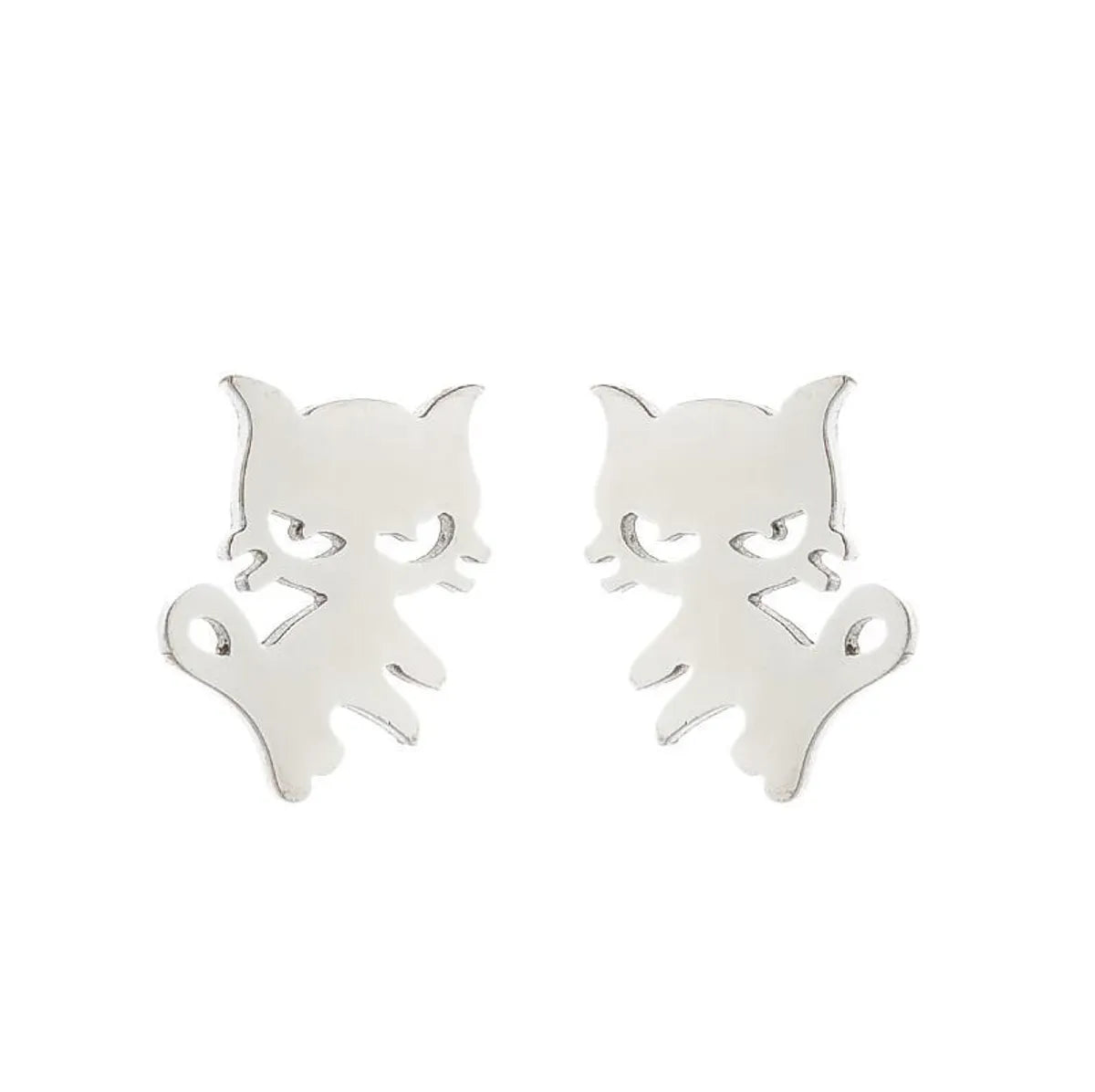 1 Pair Fashion Cat 304 Stainless Steel 18K Gold Plated Ear Studs