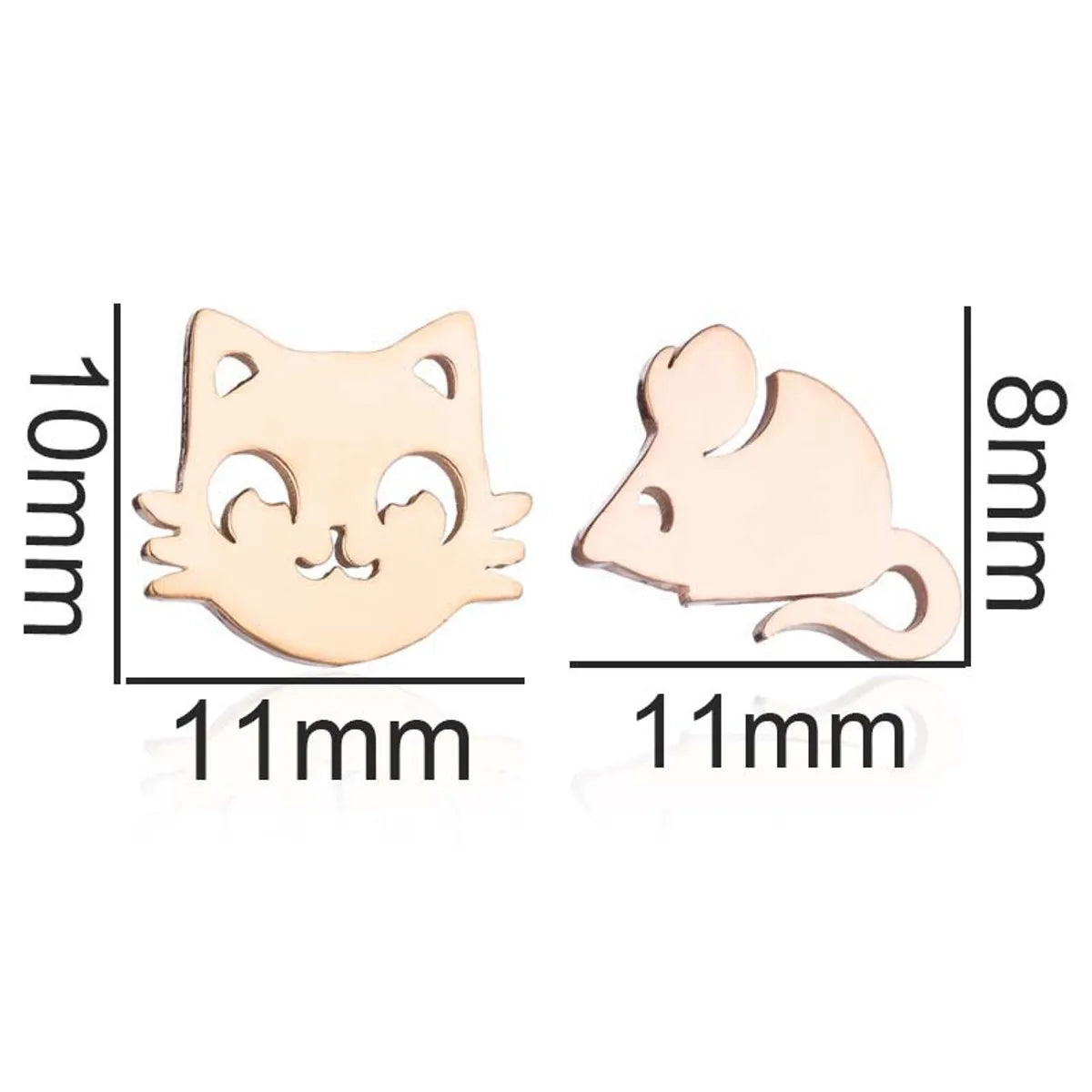 Fashion Cat Stainless Steel Plating Ear Studs 1 Pair