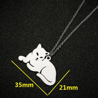 Fashion Cat Stainless Steel Titanium Steel Plating Pendant Necklace 1 Piece