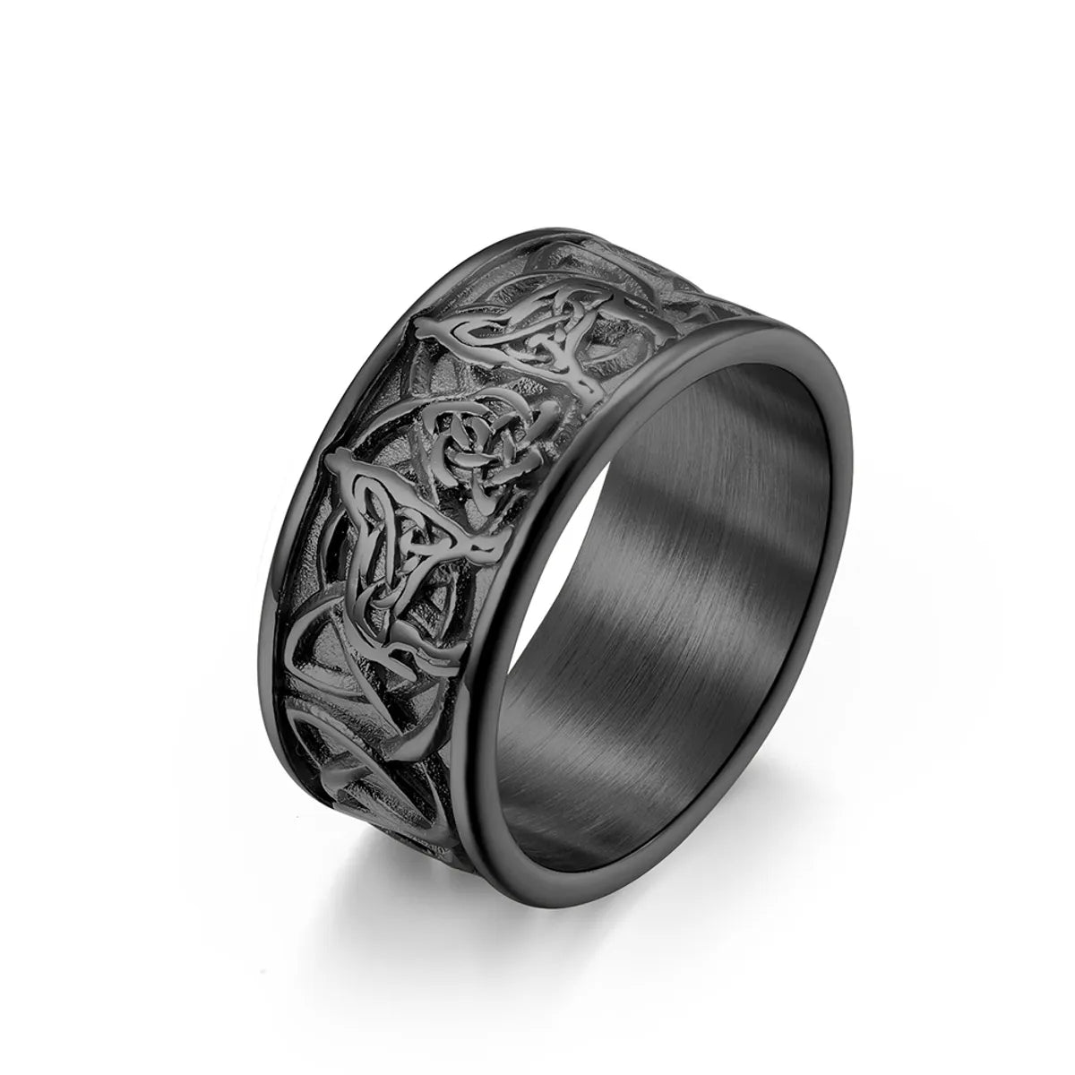 Fashion Celtic Knot Titanium Steel Celtic Wolf Men'S Ring