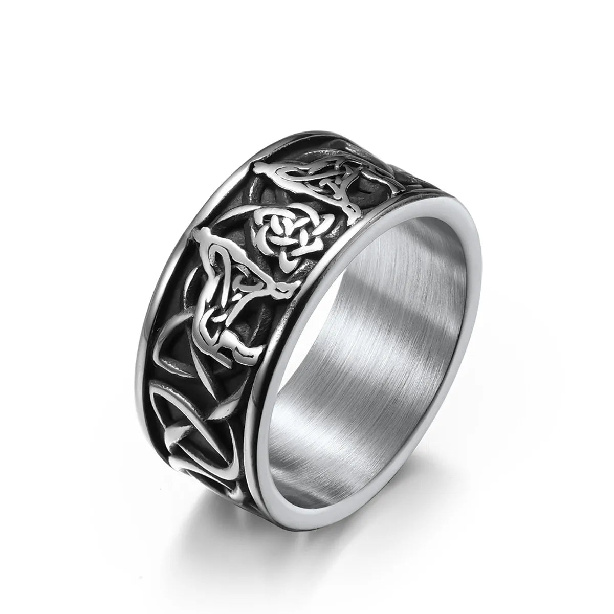 Fashion Celtic Knot Titanium Steel Celtic Wolf Men'S Ring