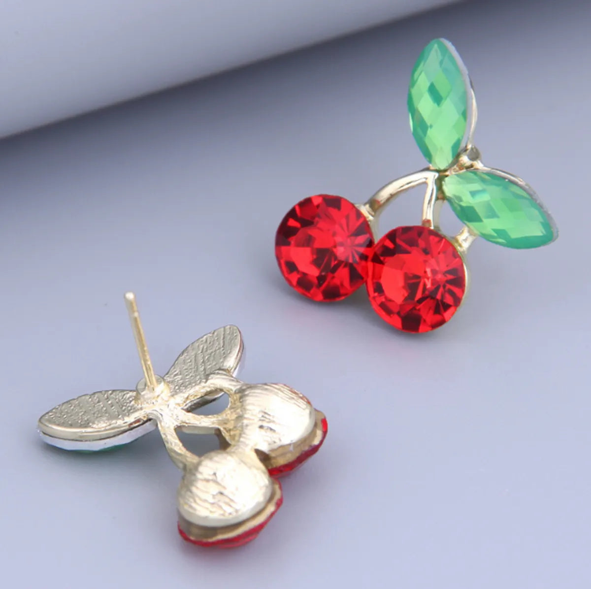 Fashion Cherry Alloy Inlay Artificial Rhinestones Ear Studs