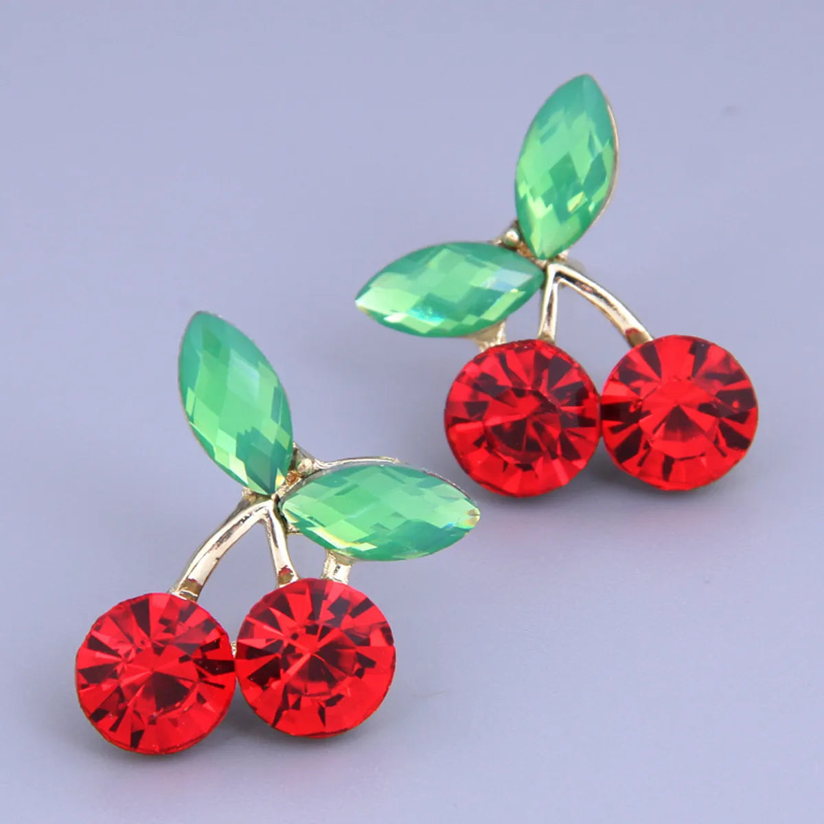 Fashion Cherry Alloy Inlay Artificial Rhinestones Ear Studs