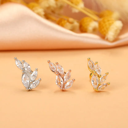 Fashion Cherry Flower Stainless Steel Copper Plating Inlay Zircon Ear Studs 1 Piece