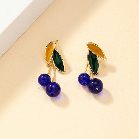 Fashion Cherry Fruit Alloy Glass Enamel Women's Earrings 1 Pair