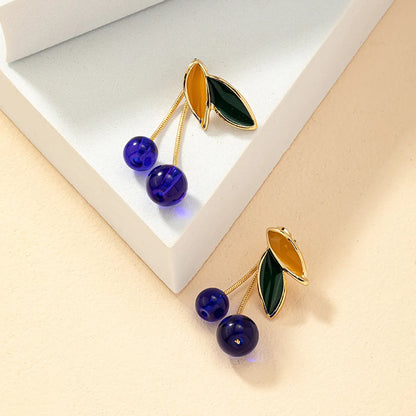 Fashion Cherry Fruit Alloy Glass Enamel Women's Earrings 1 Pair