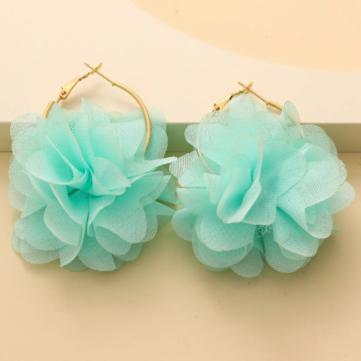 Fashion Chiffon Cloth Lace Flower Multi-layer Earrings