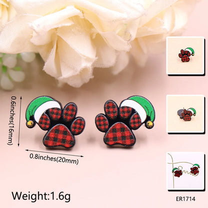 Wholesale Jewelry 1 Pair Fashion Christmas Hat Arylic Ear Studs