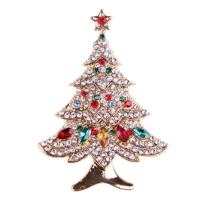 Fashion Christmas Hat Christmas Tree Snowman Alloy Inlay Rhinestones Unisex Brooches